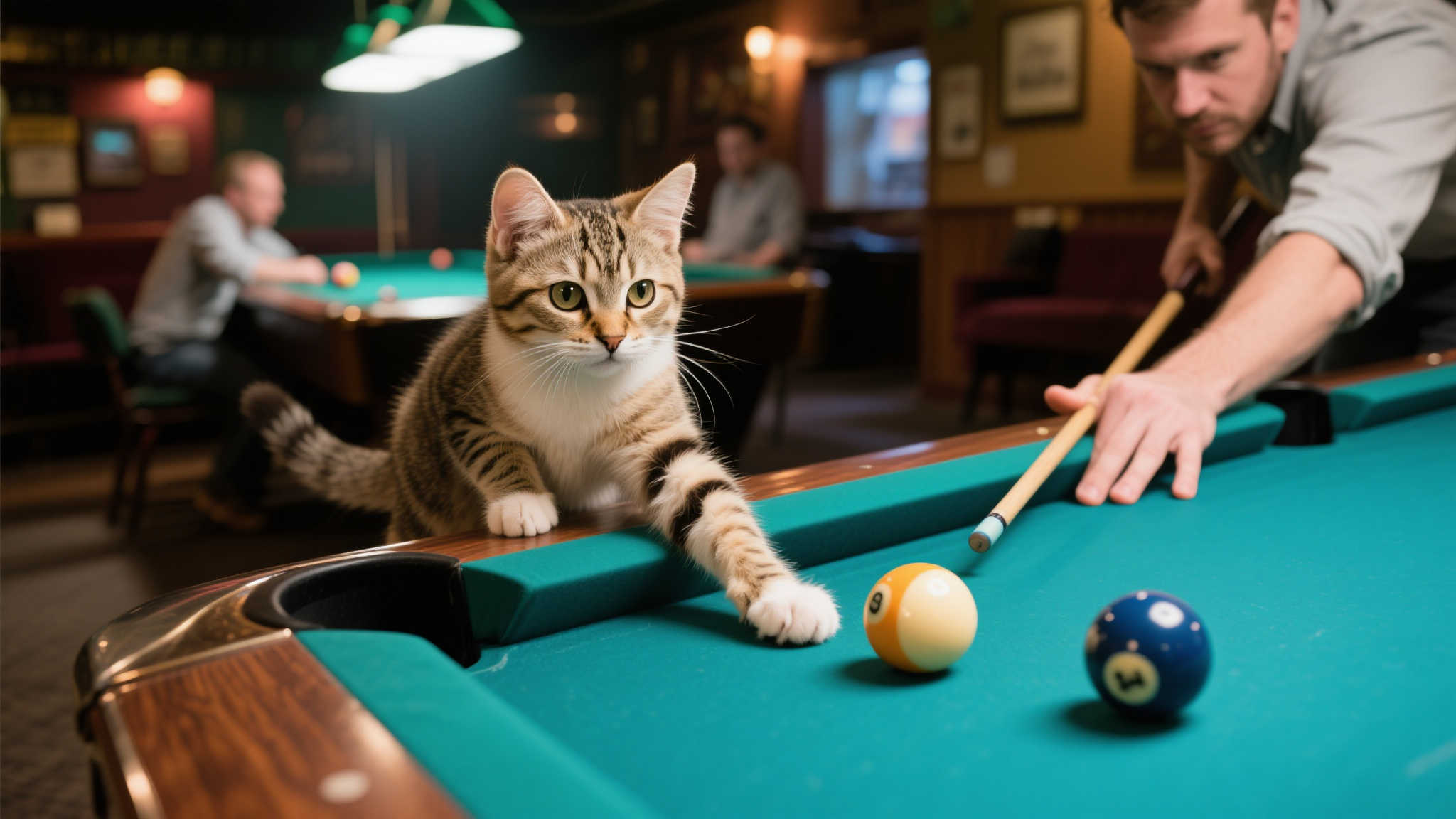 台球室流浪猫自学成才变身顶级球友,失误时还能助你一杆进洞! 台球室流浪猫自学成才变身顶级球友,失误时还能助你一杆进洞!
